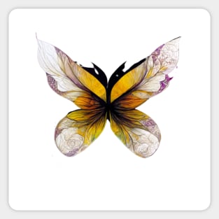 butterfly, mandala, purple, pink, black, blue, green, yellow, gold, silver, white, rose, freesia Sticker